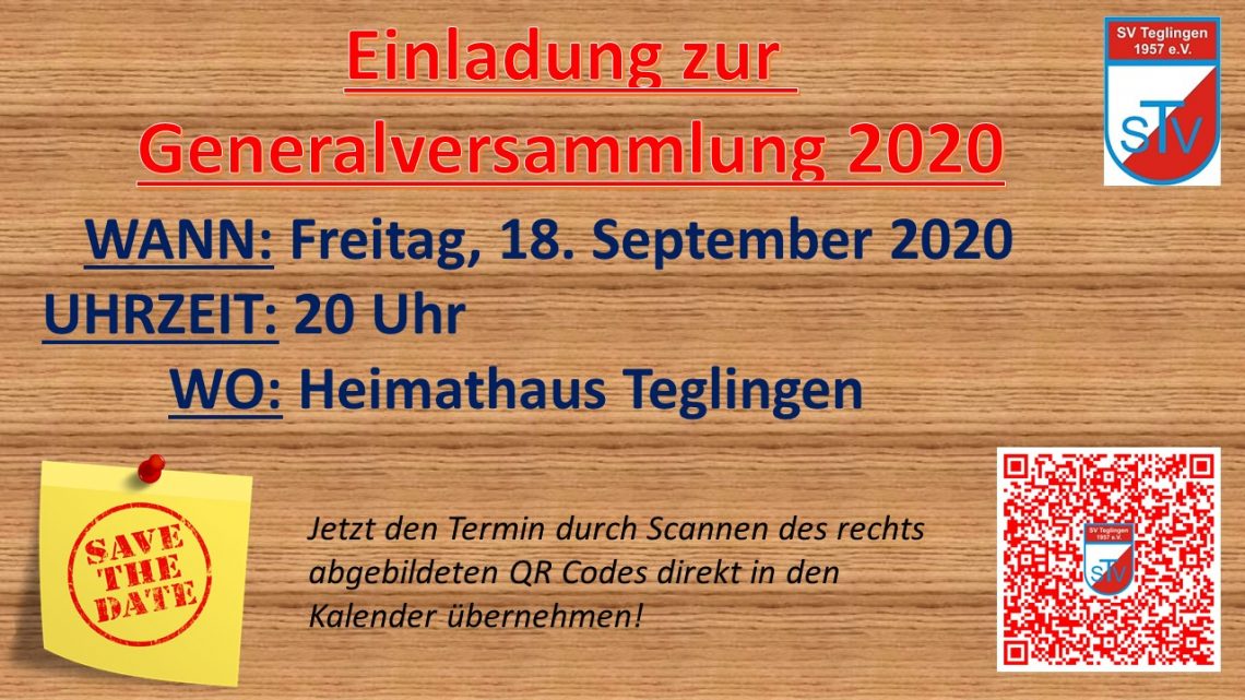 SAVE THE DATE – Generalversammlung 2020